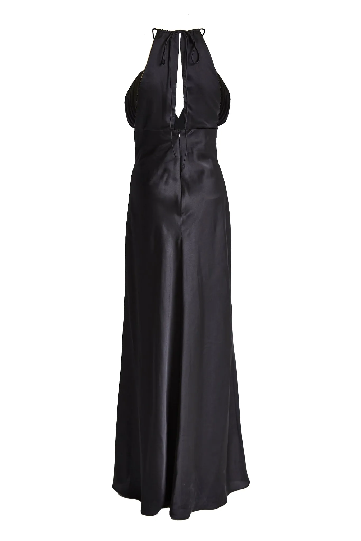 Marilyn Black Pleated Halterneck Midaxi Dress