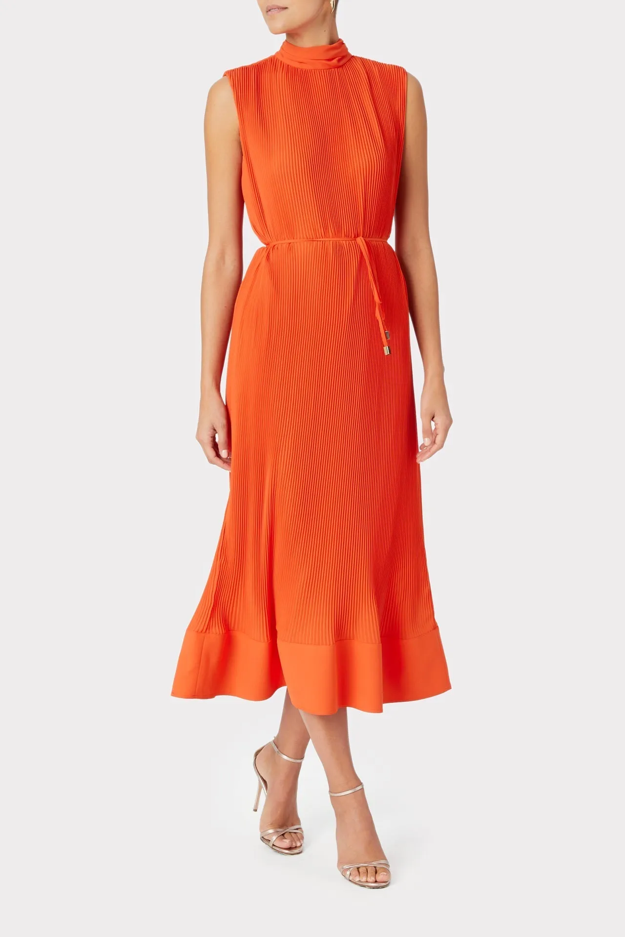 Melina Solid Pleated Dress