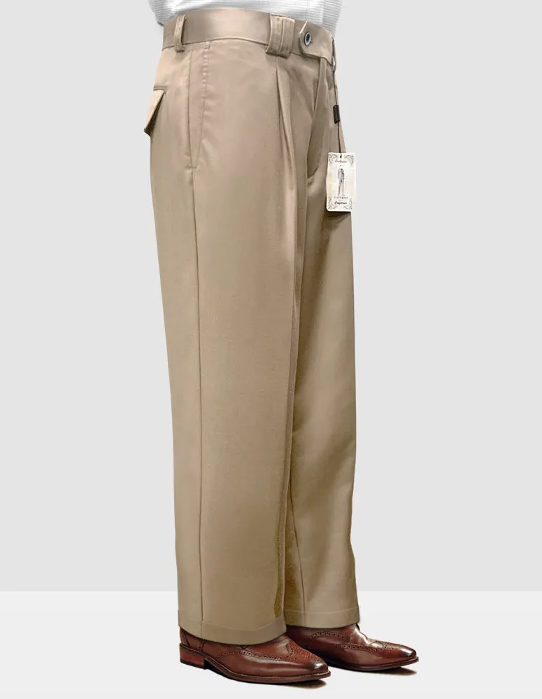 Men's Dress Pants Wide Leg 150's Italian Wool | Tan | WP-100