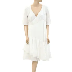Merlette Aronia Floral-Appliqué Cotton-Blend Wrap Dress