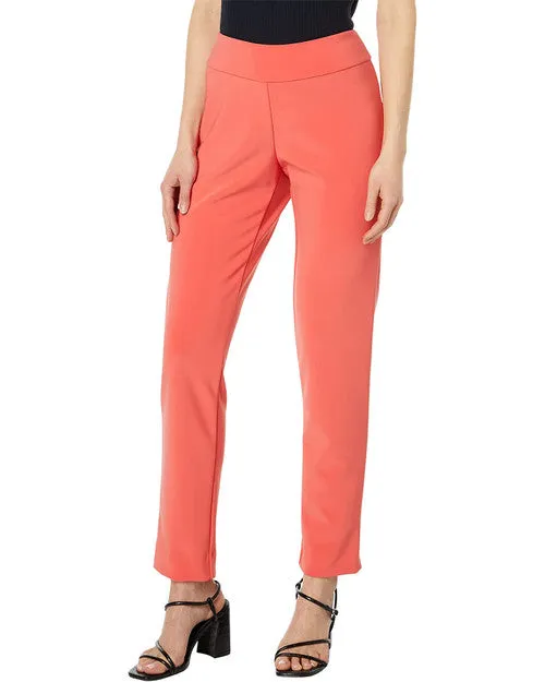 Microfiber Skinny Pull-On Dress Pants - Tangerine