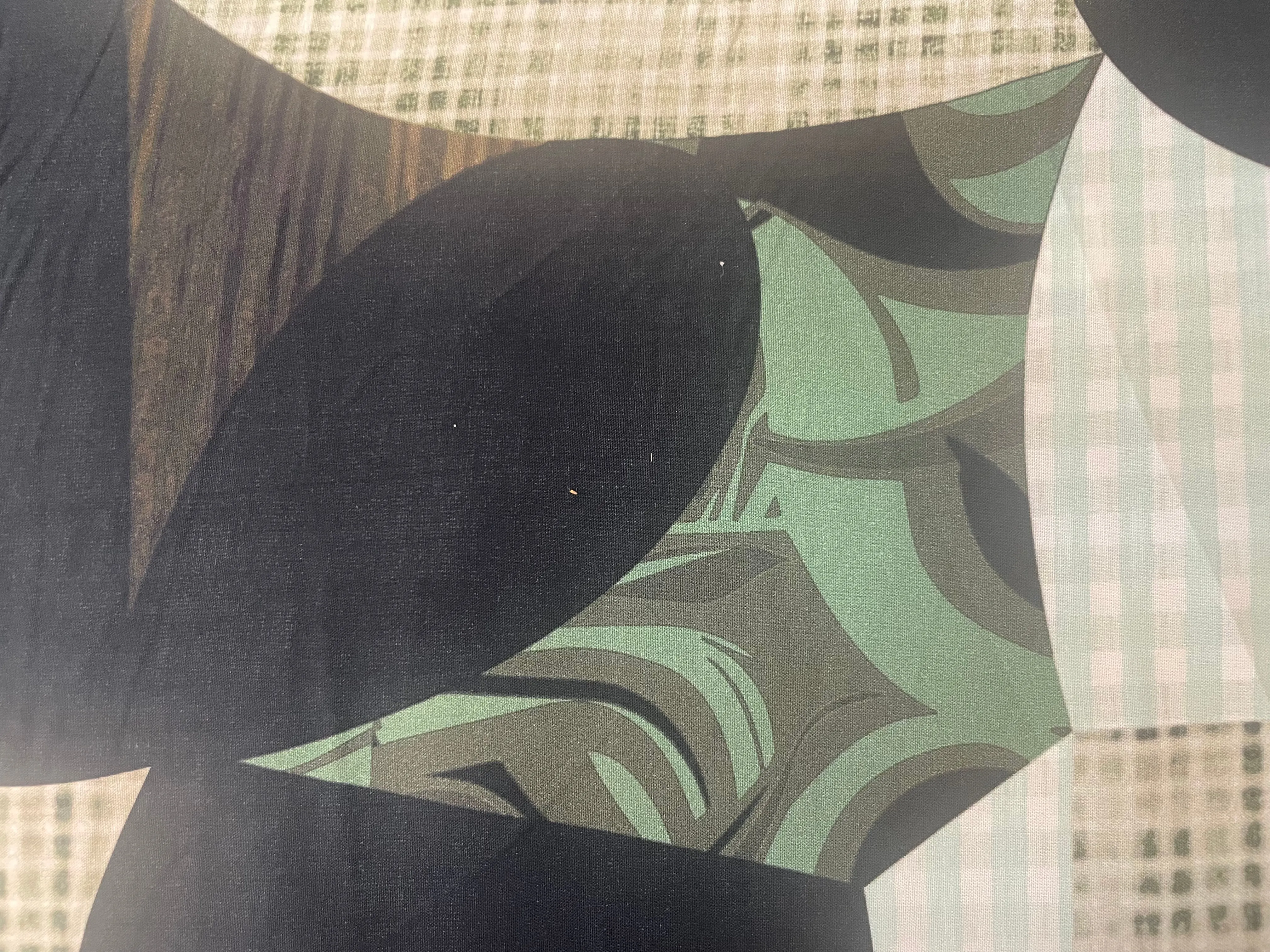 Modern Collage Print - Green, Black & Blue