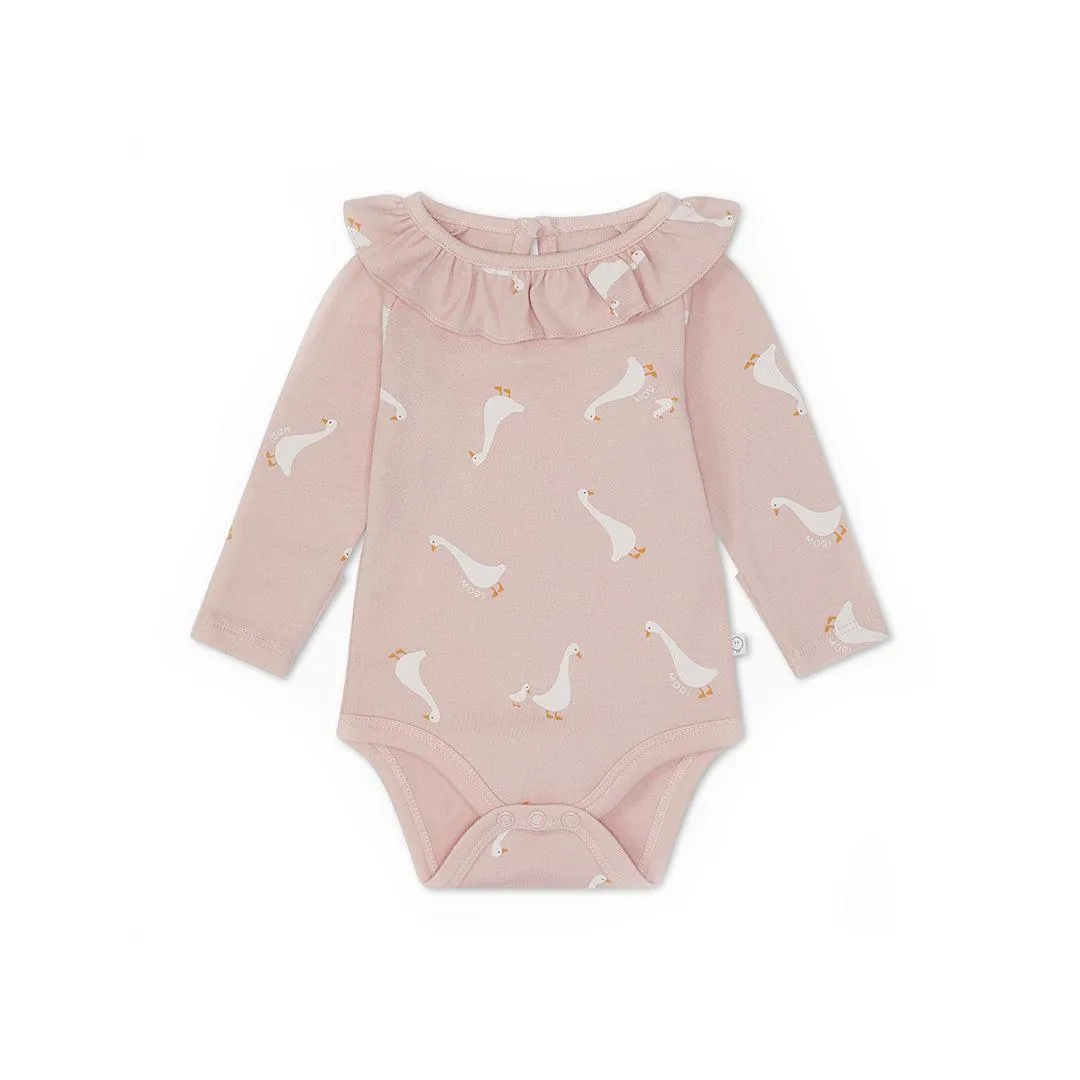 MORI Long Sleeve Bodysuit - Peach Duck