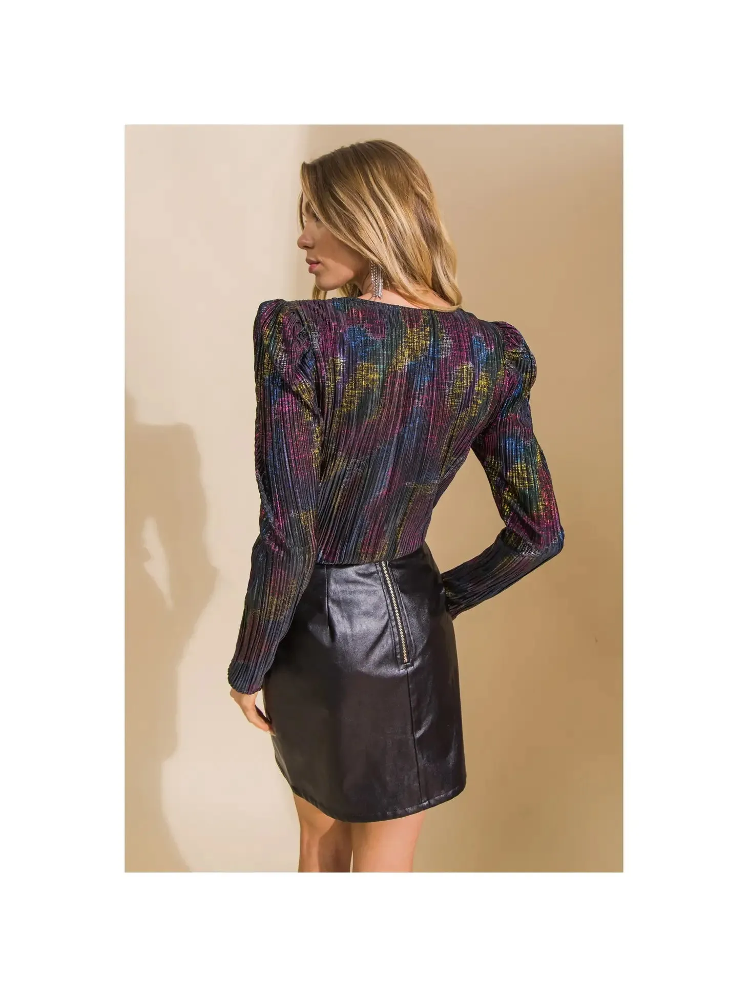 Multicolored Foil Printed Bodysuit