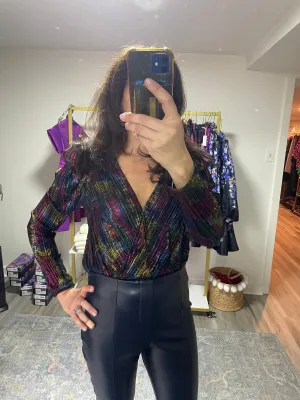 Multicolored Foil Printed Bodysuit