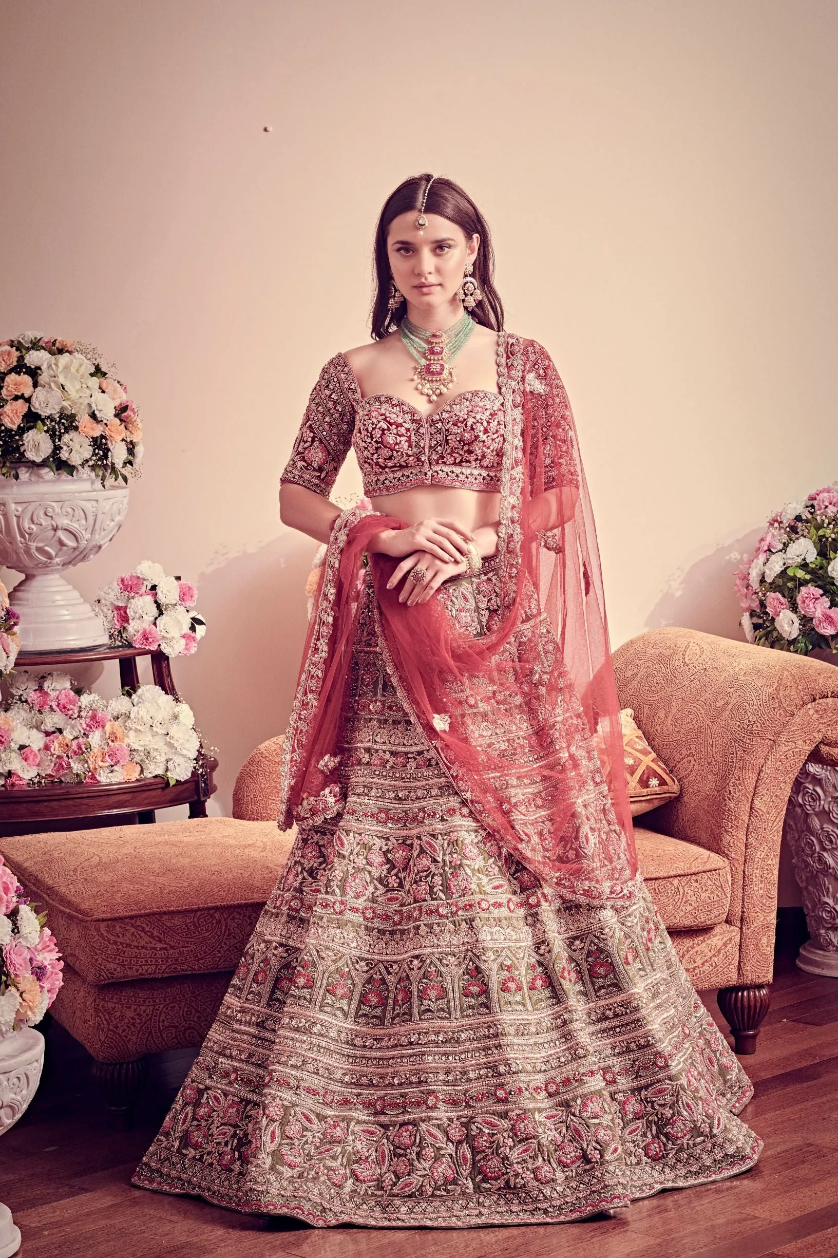 Olive Green Bridal Lehenga