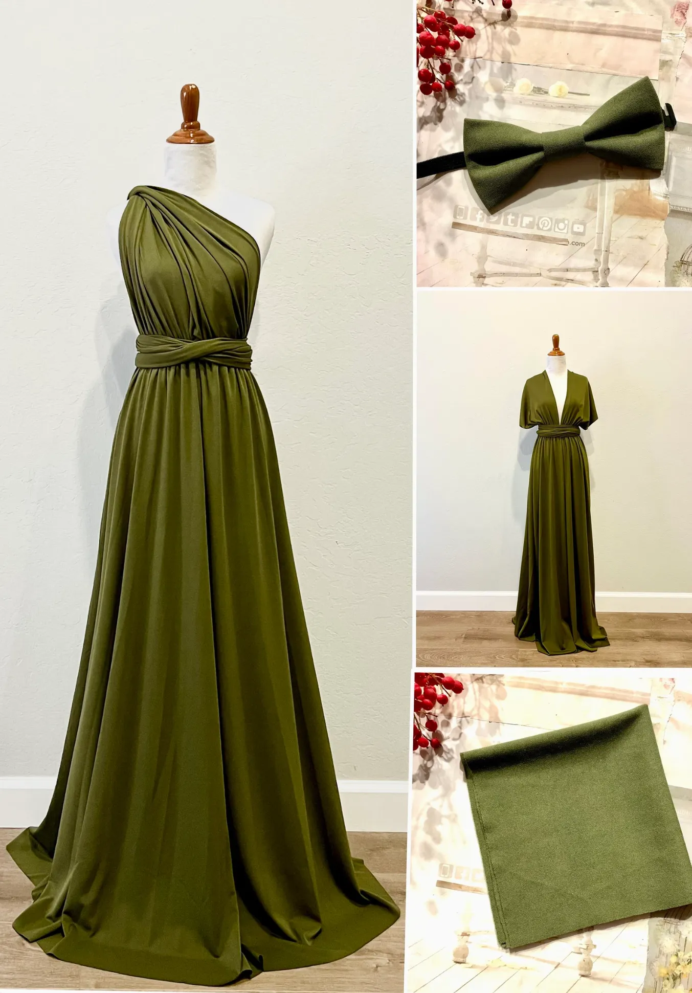 Olive Green Infinity Dress/ Wrap Convertible Bridesmaid Dress-S129