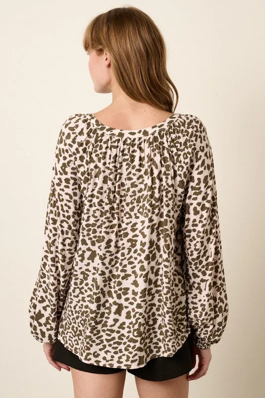 Olive Leopard Blouse