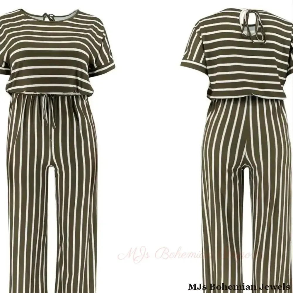 Olive Stripe 2XL Jumpsuit