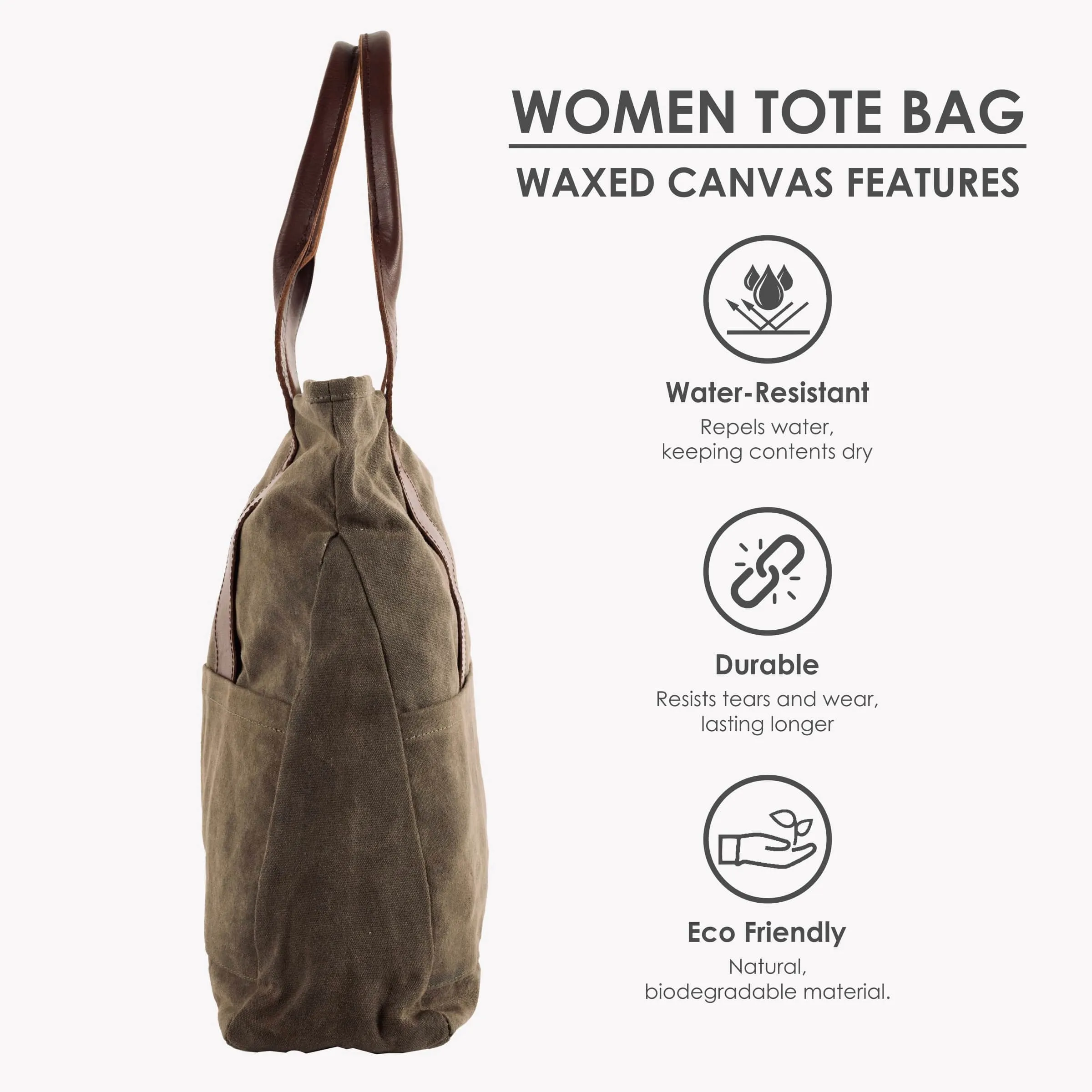 Olive Women Tote Bag | Waxed Canvas