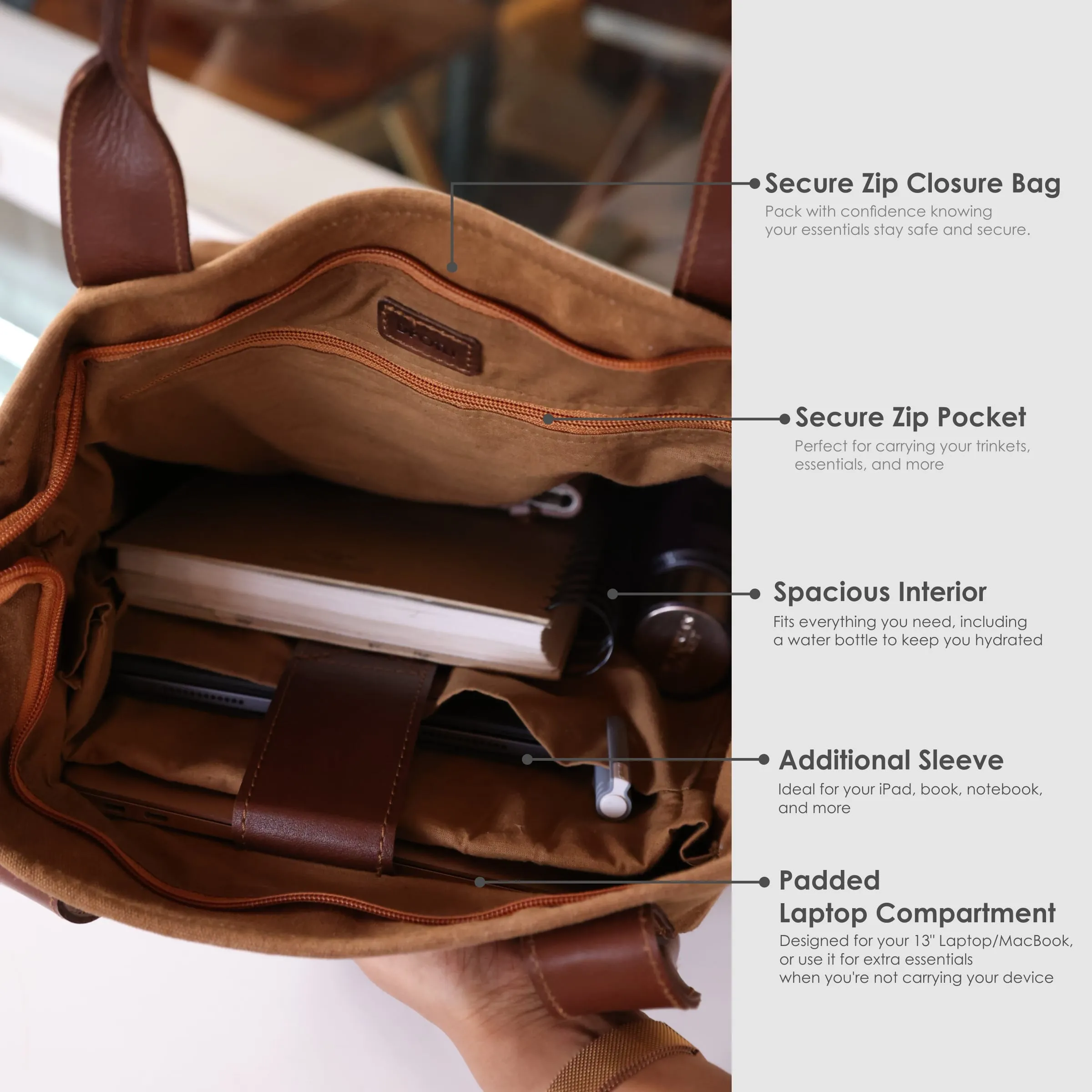 Olive Women Tote Bag | Waxed Canvas