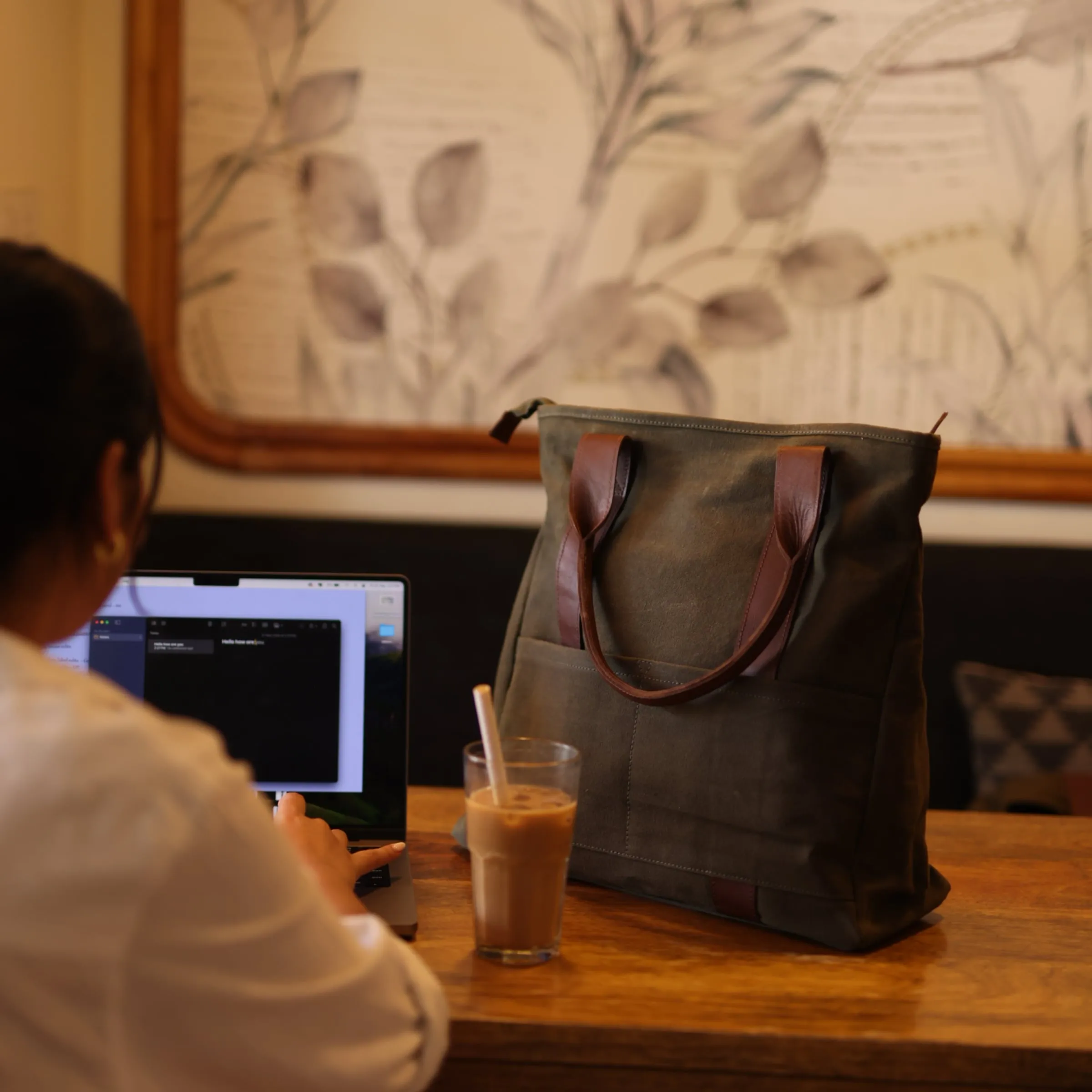 Olive Women Tote Bag | Waxed Canvas