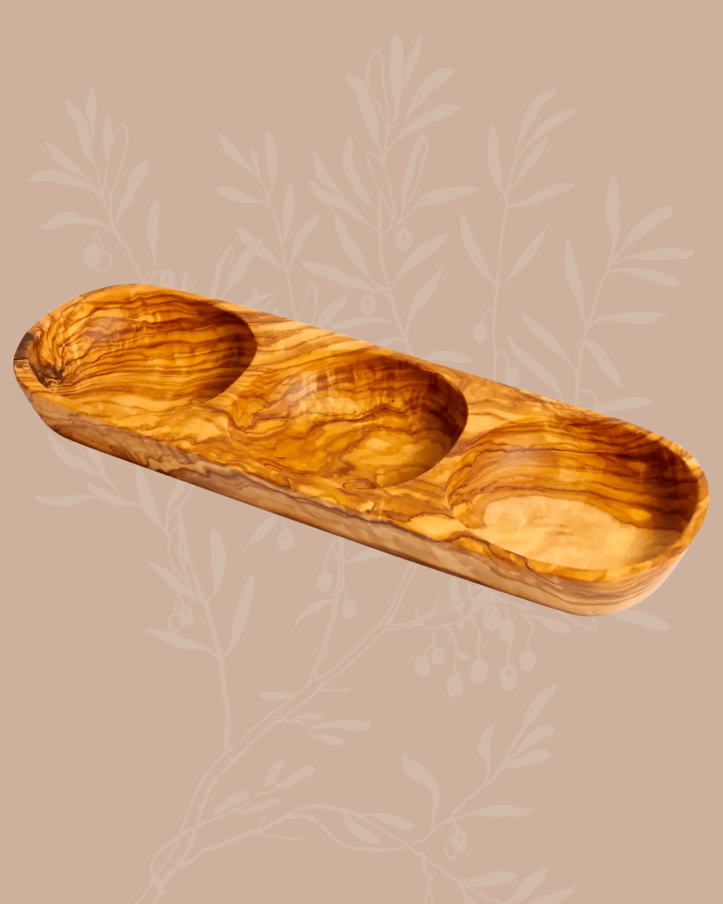 Olive Wood Three Section Tray