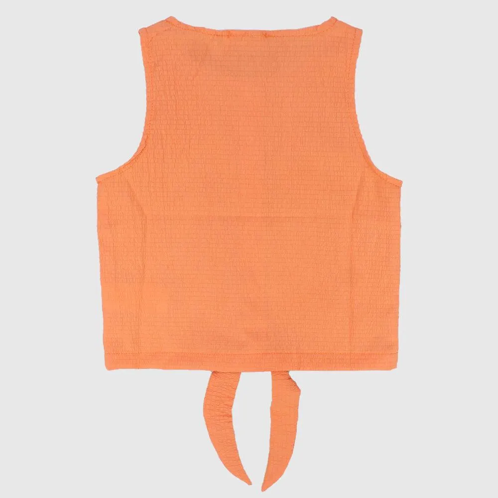 Orange Sleeveless Blouse