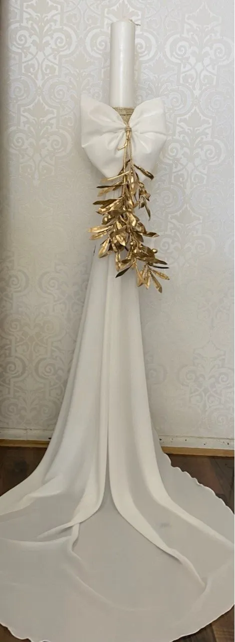 Orthodox Wedding Candle - Grecian Gold Olive Branch