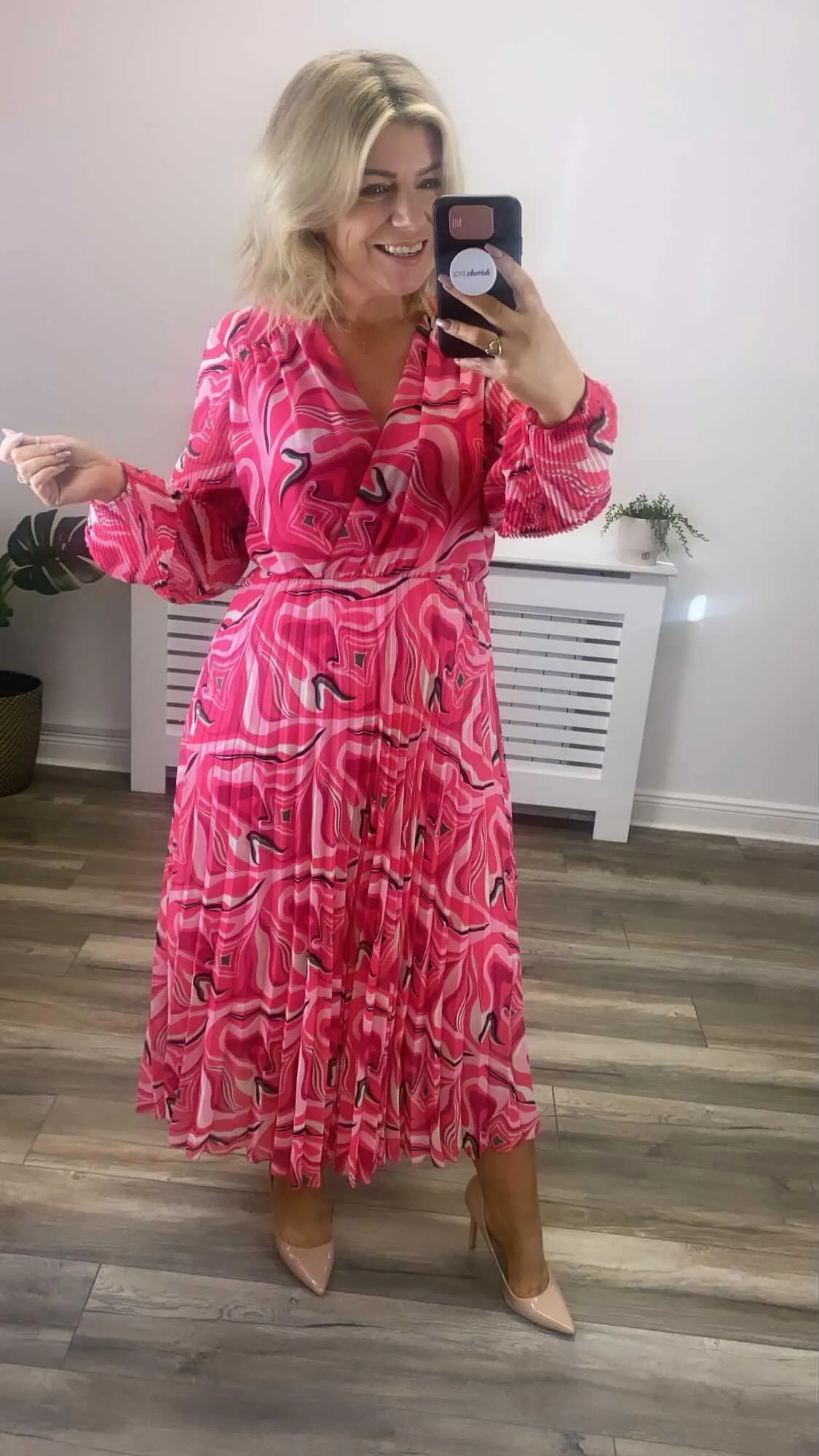 Patricia Midi Dress (Pink Geo)