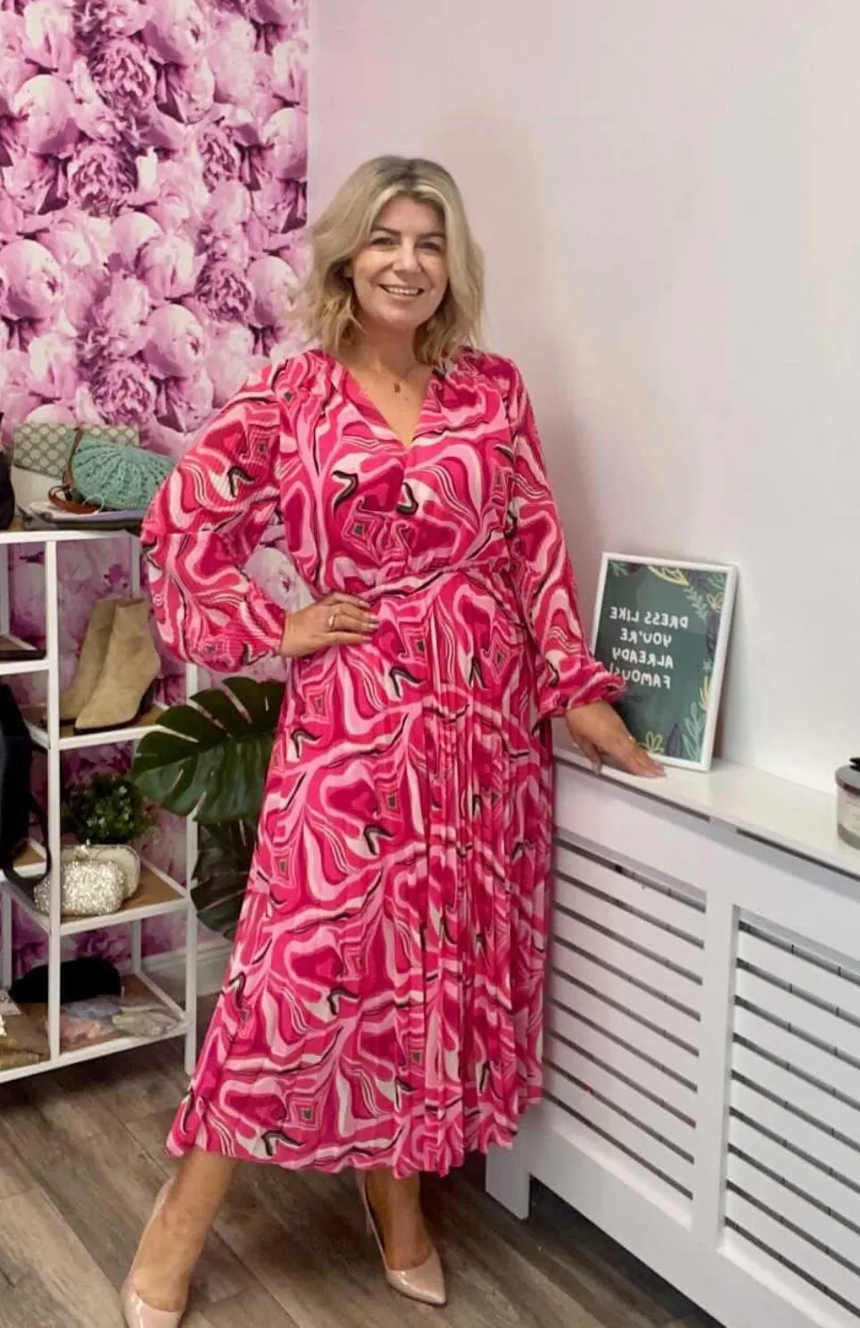 Patricia Midi Dress (Pink Geo)