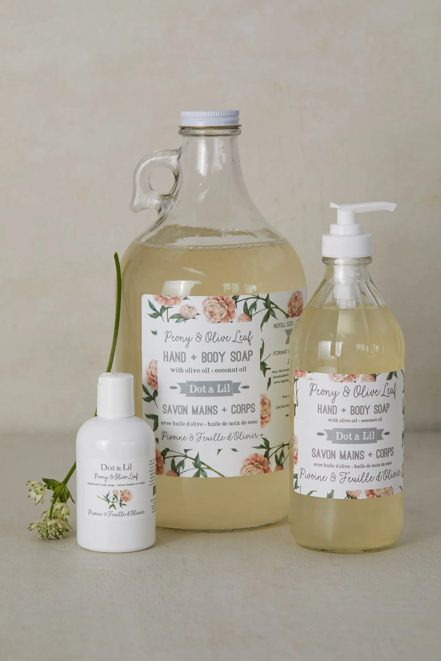 Peony & Olive leaf liquid soap