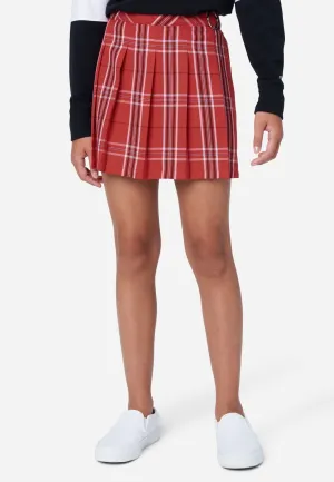 Plaid Belted Pleated Skirt