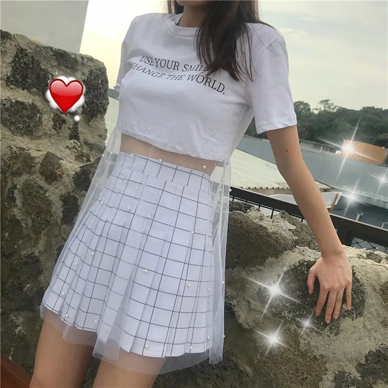 Plaid pleated skirt KF90749