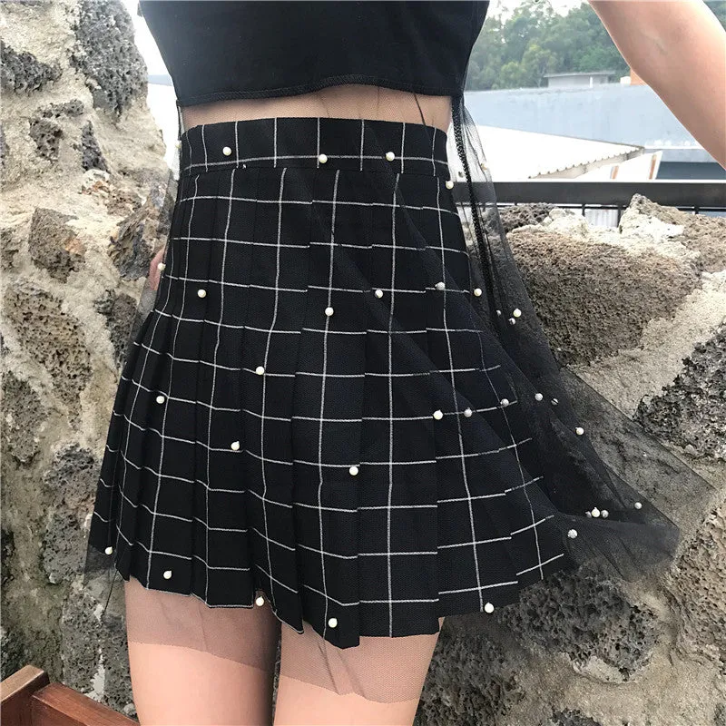 Plaid pleated skirt KF90749