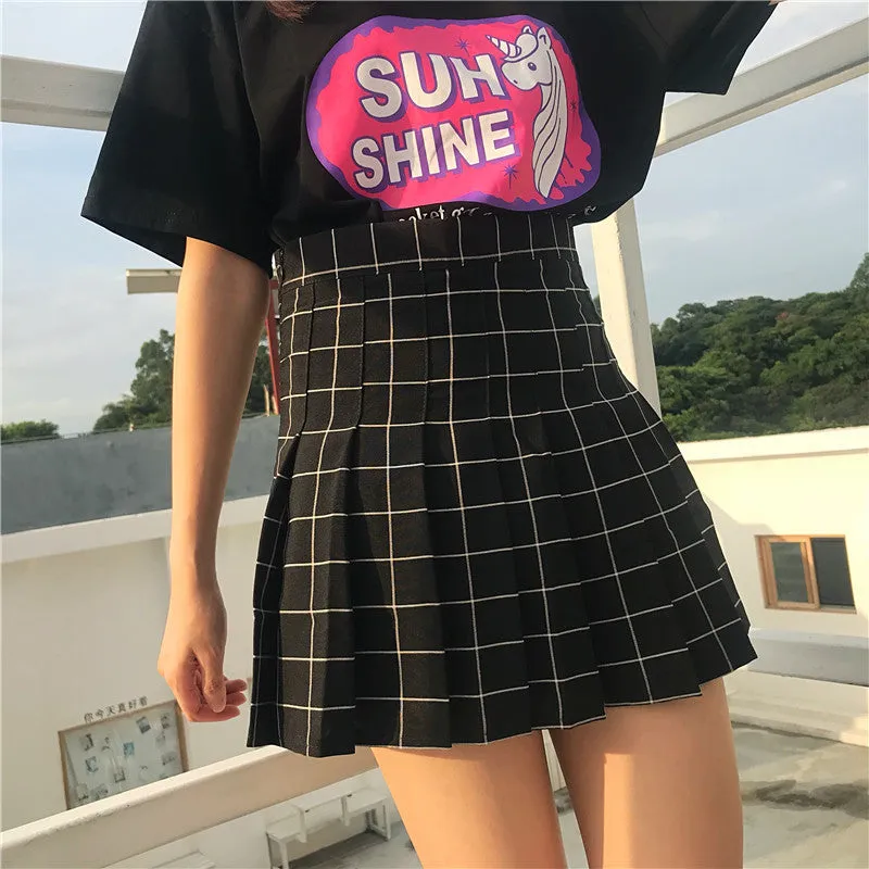 Plaid pleated skirt KF90749