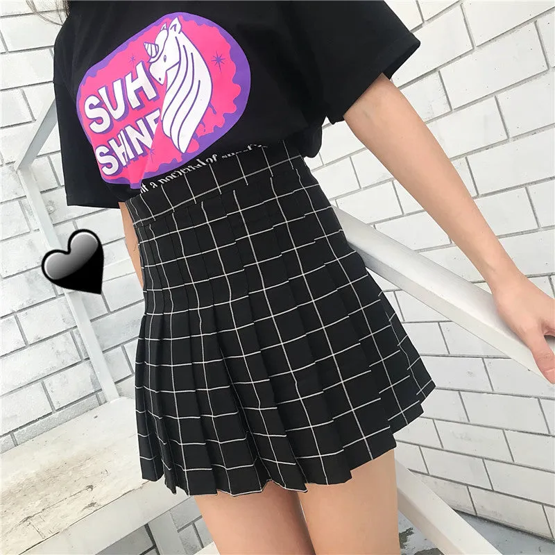 Plaid pleated skirt KF90749