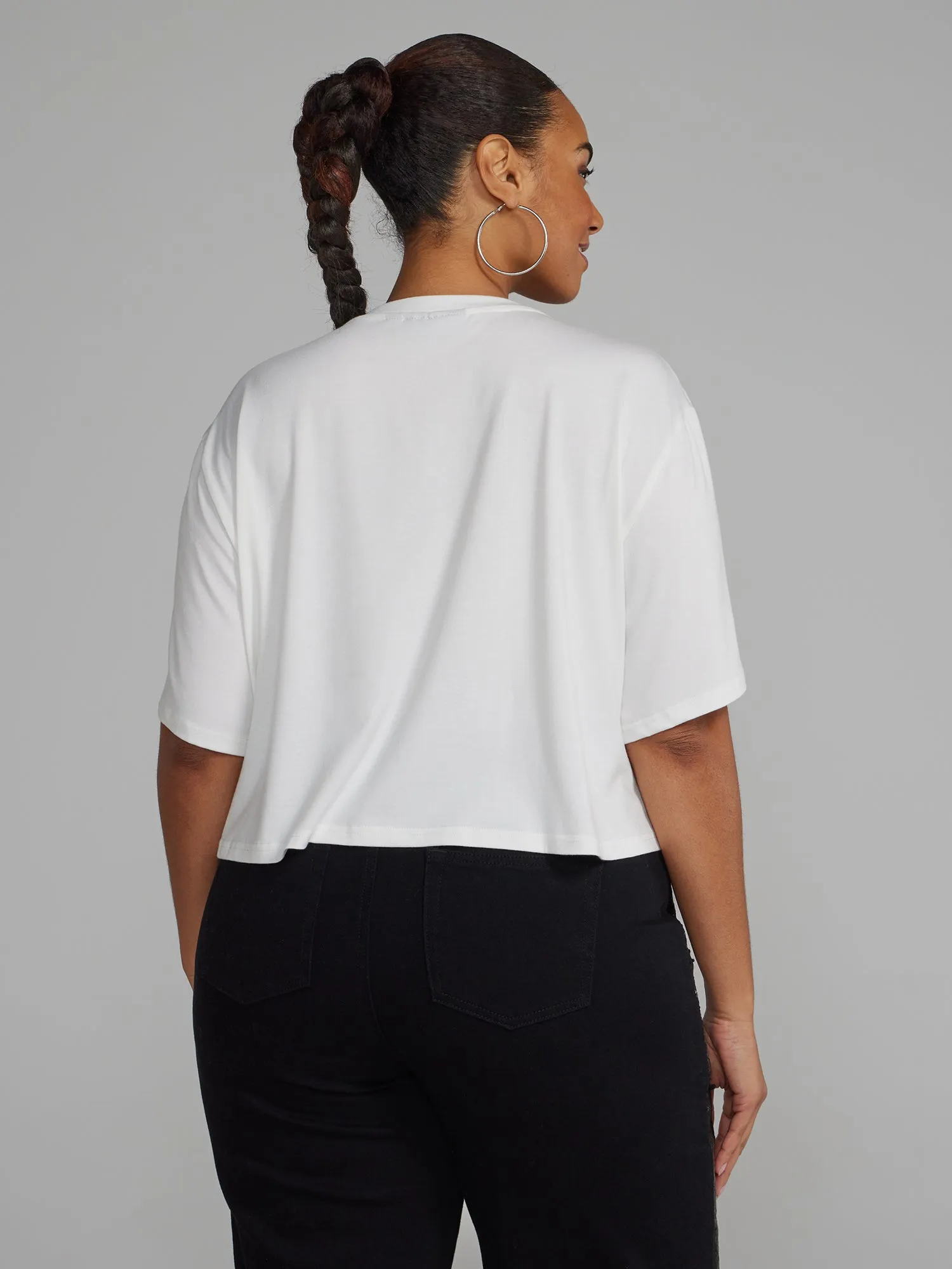 Plus Short Sleeves Graphic Chain Top