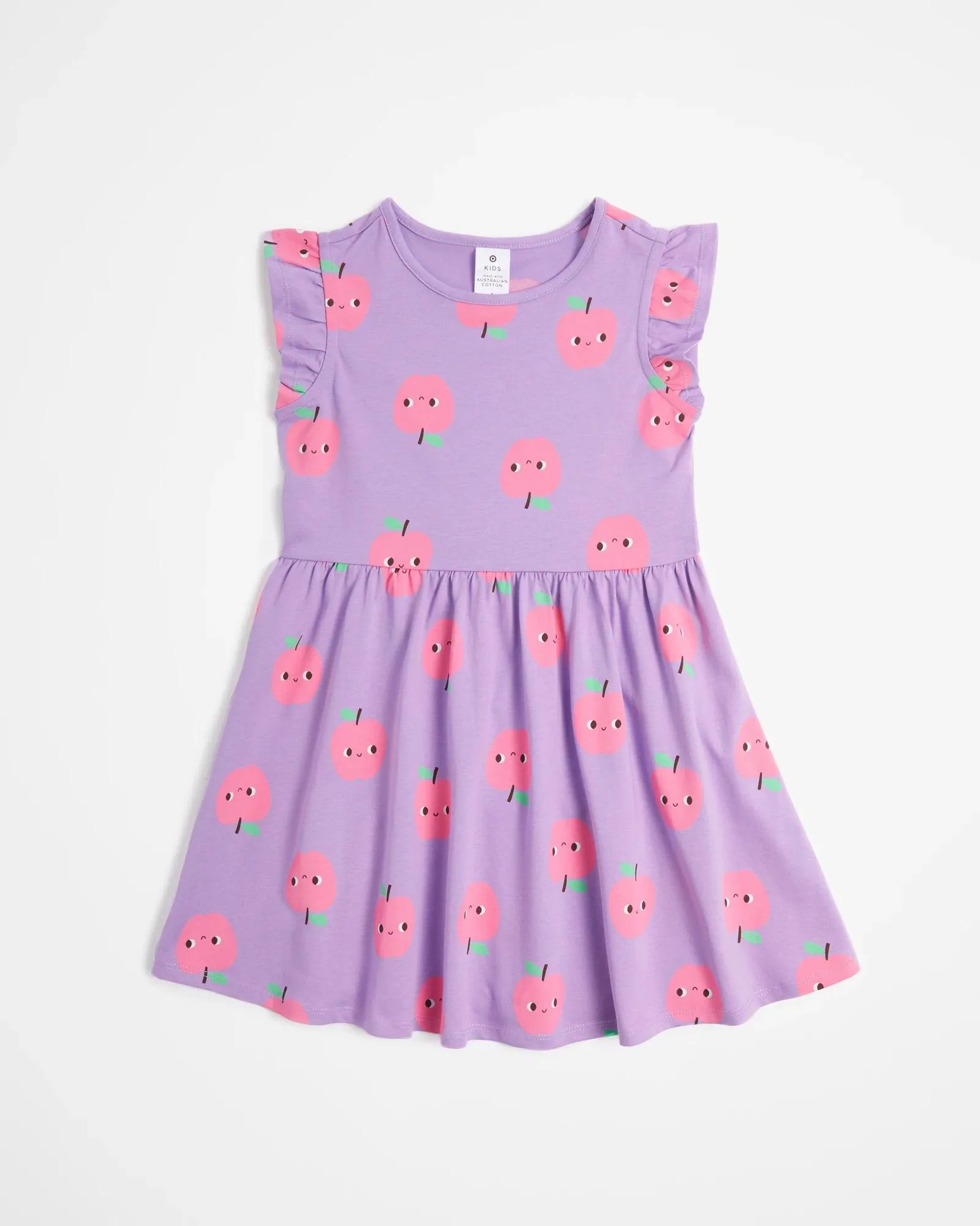 popular  Australian Cotton Frill Print Dress - Purple Apple