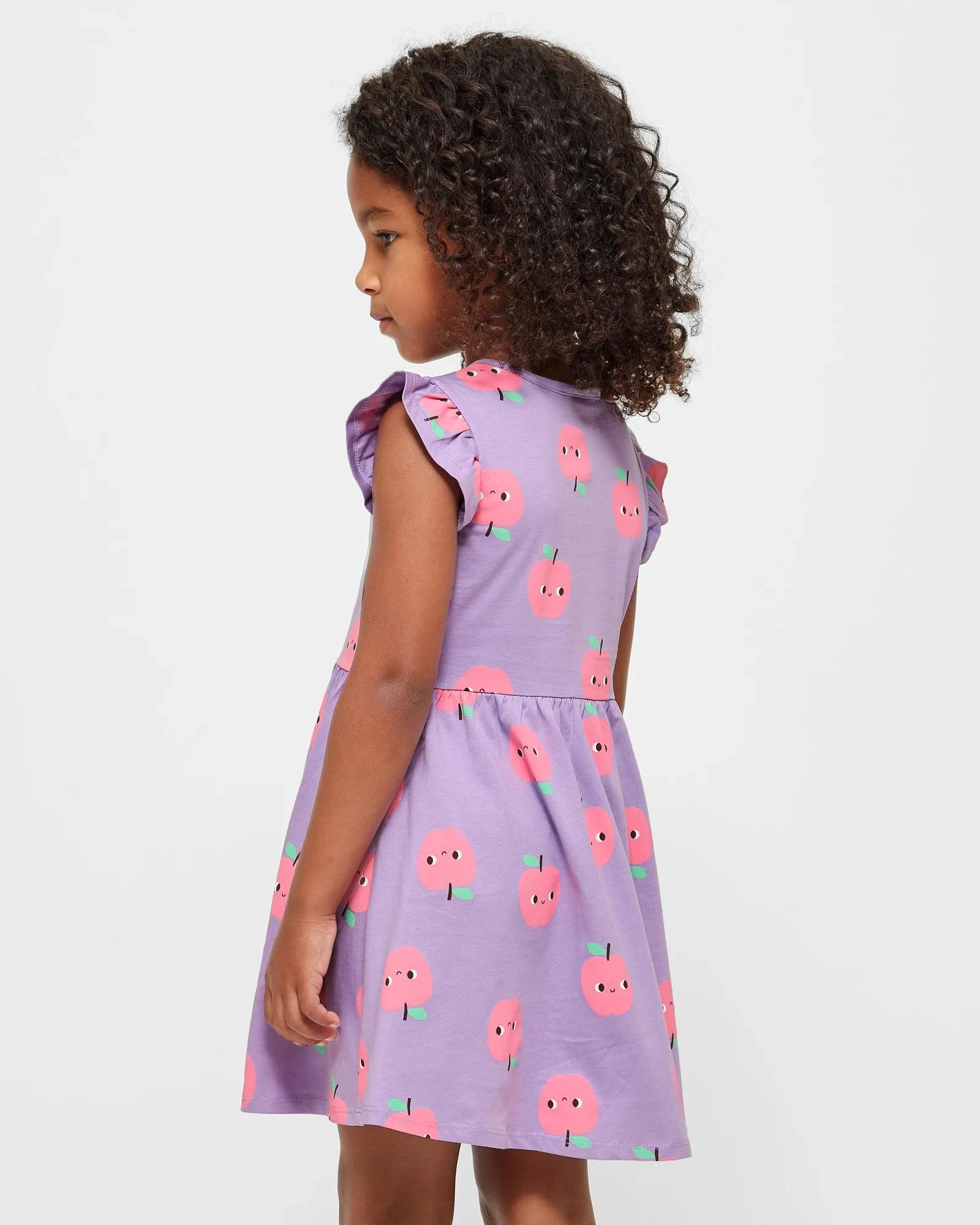 popular  Australian Cotton Frill Print Dress - Purple Apple
