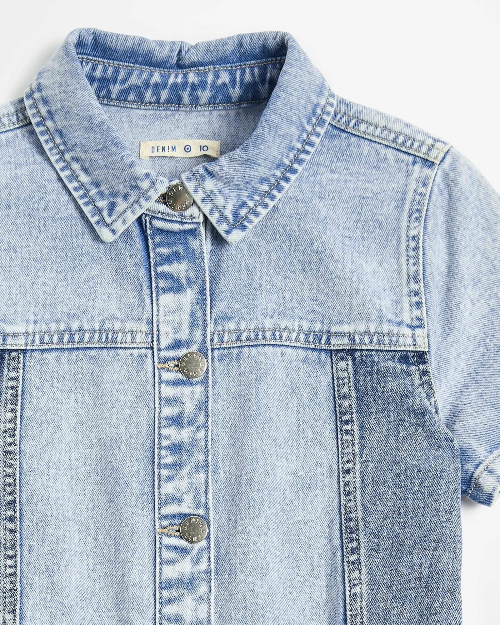 popular  Denim Two-Tone Shirt Dress