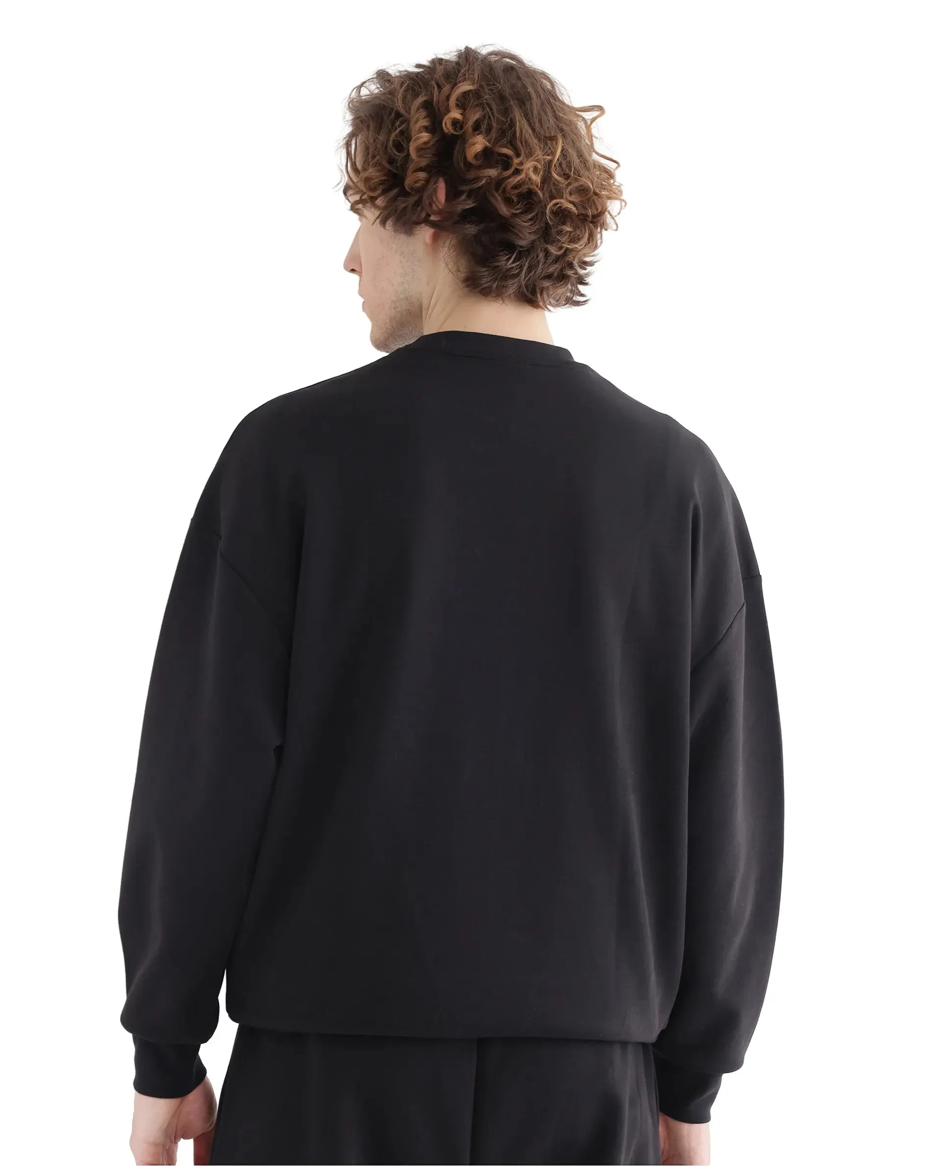 Rare Rabbit Men Ricot Black Full Sleeve Boxy Fit Printed Sweatshirt