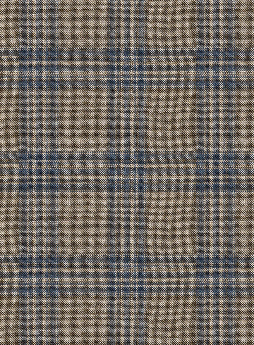 Reda Sand Brown Checks Wool Pants