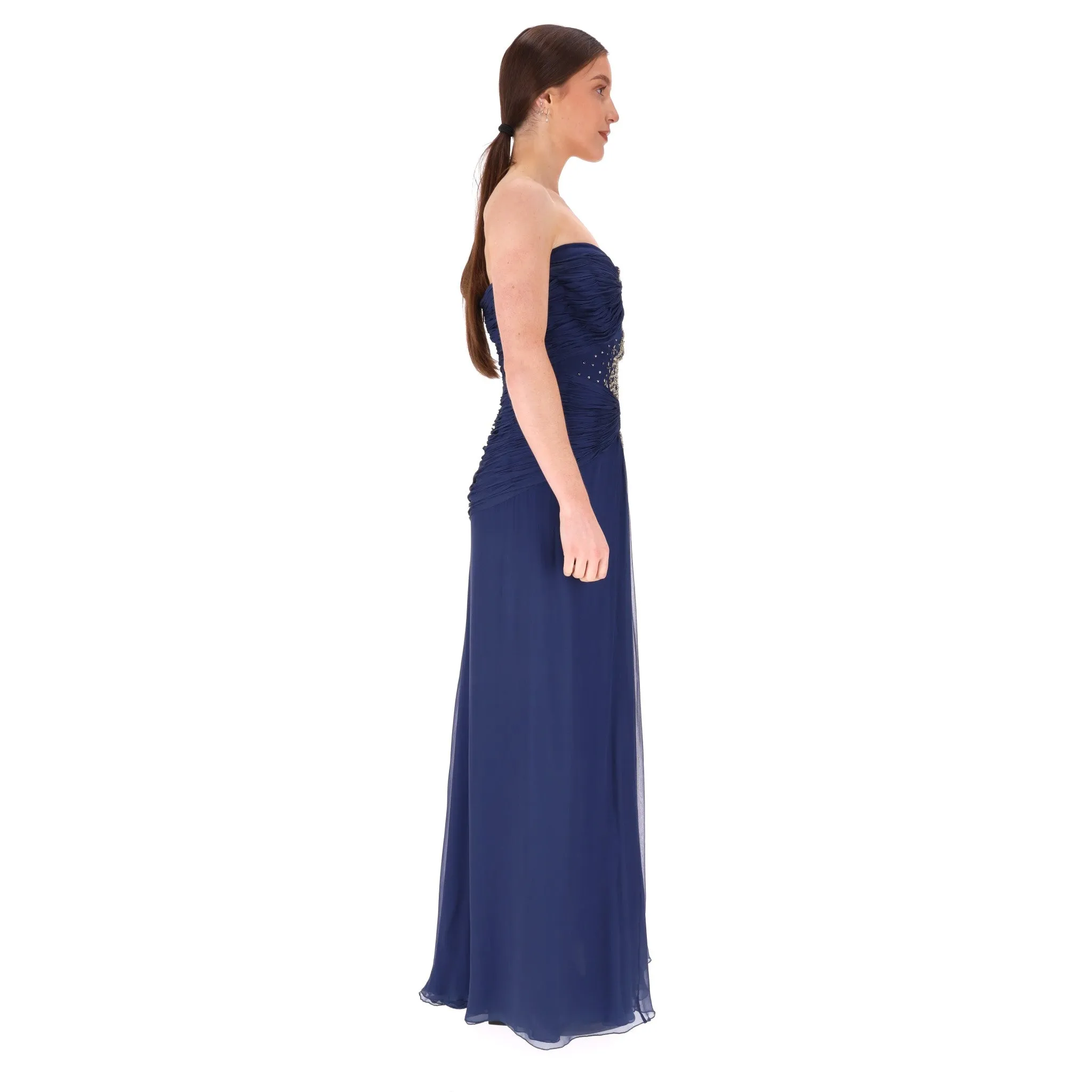 Roberto Cavalli Jewel Embellished Silk Evening Gown. Size 44IT