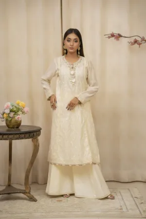 Sadia Aamir - Minara - Ivory  - Paper Cotton - 3 Piece