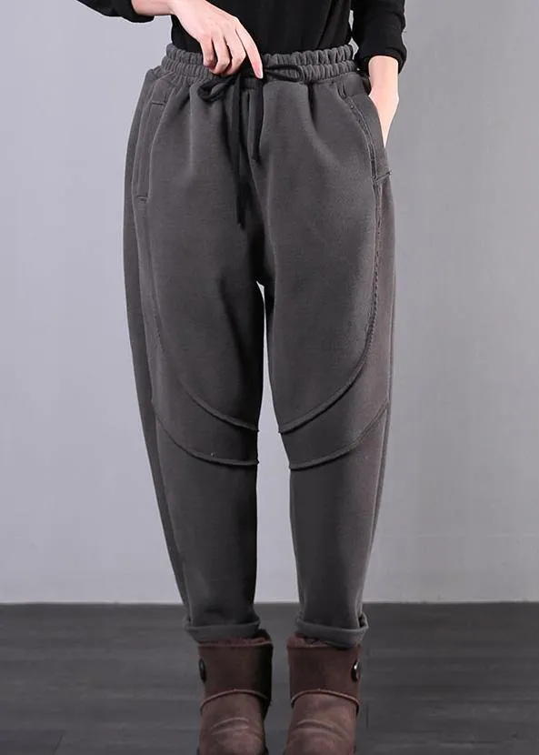 Simple gray women pants plus size clothing elastic waist drawstring Photography trousers