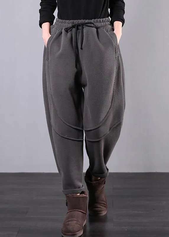 Simple gray women pants plus size clothing elastic waist drawstring Photography trousers