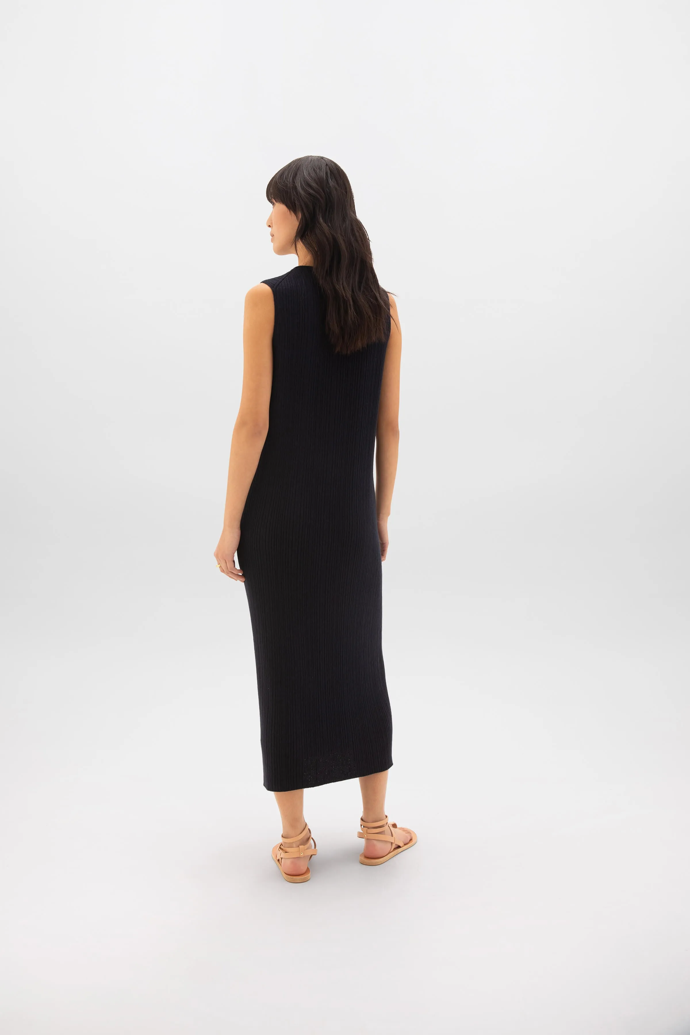 Sleeveless Ribbed Cashmere Dress