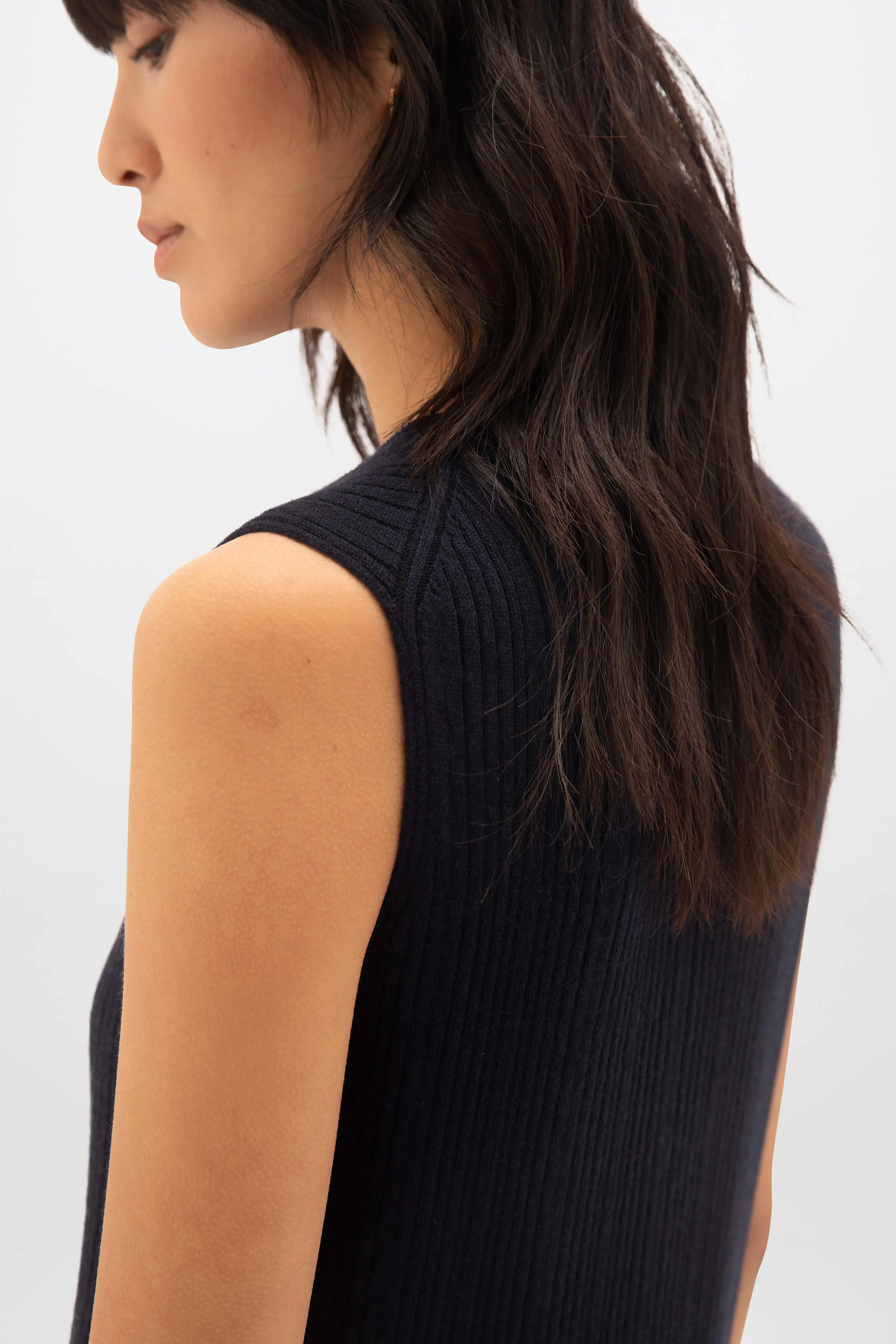 Sleeveless Ribbed Cashmere Dress