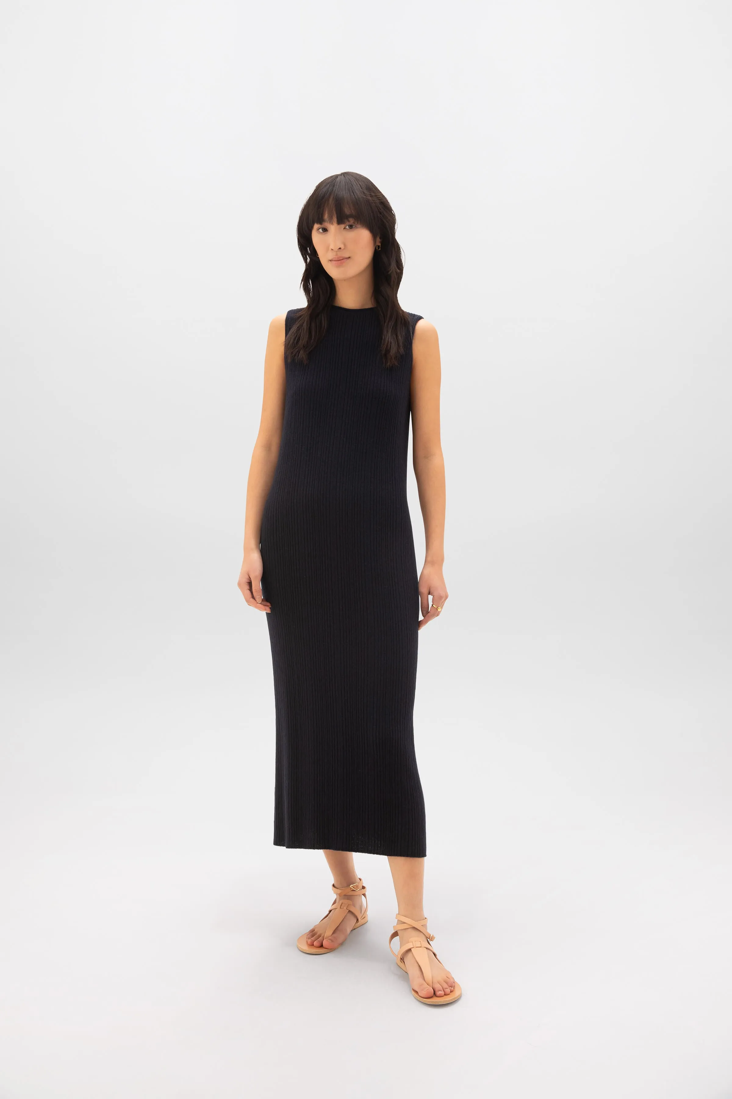 Sleeveless Ribbed Cashmere Dress