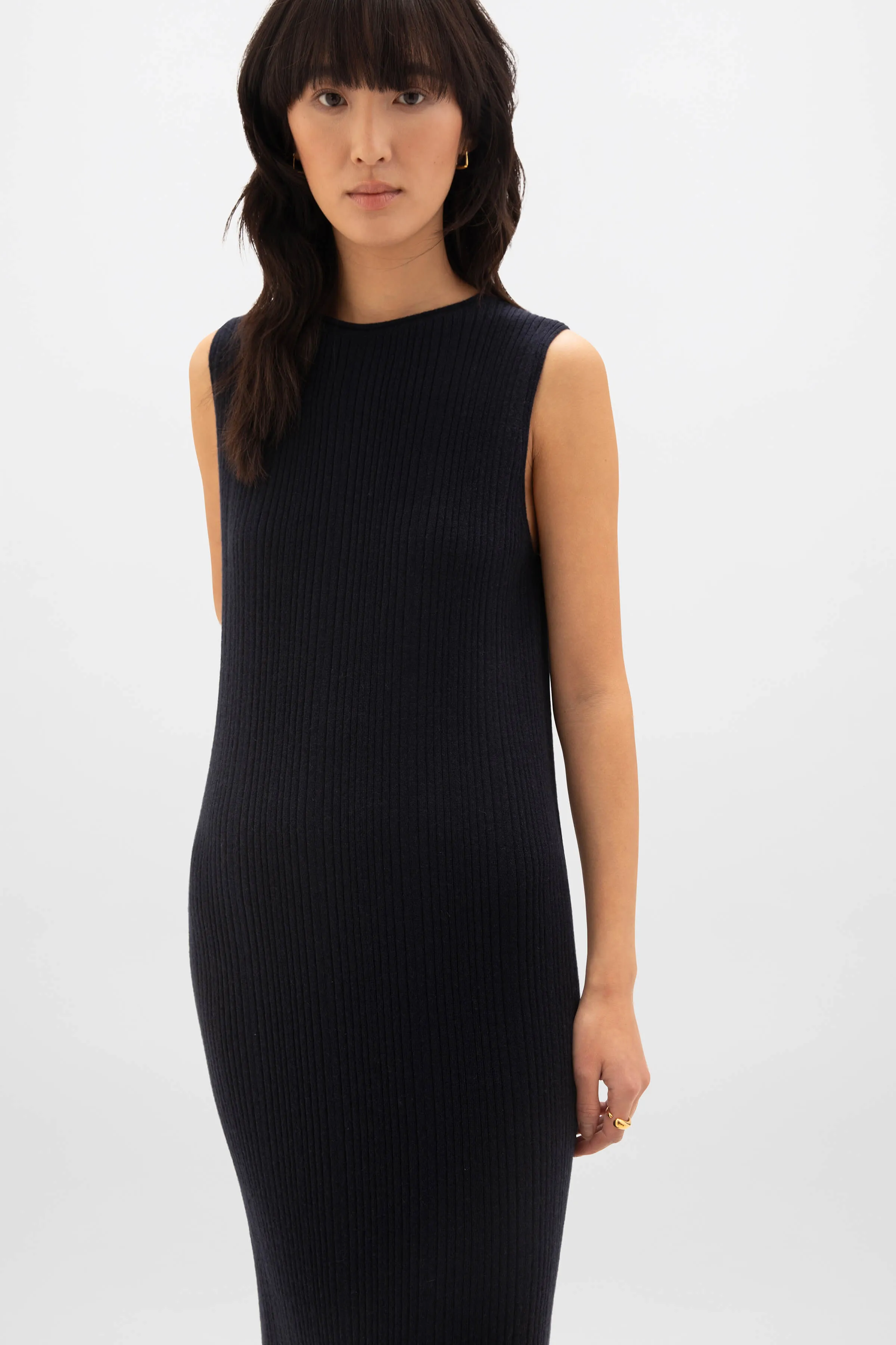 Sleeveless Ribbed Cashmere Dress