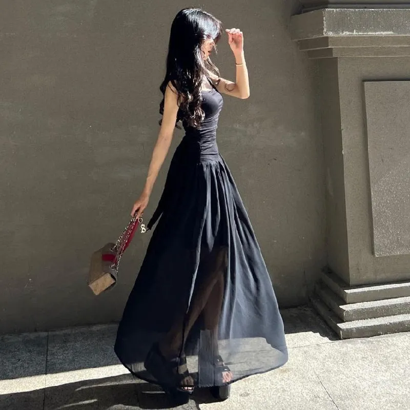 Square Neck Pleated maxi Dress