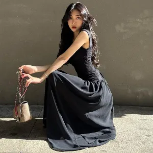 Square Neck Pleated maxi Dress