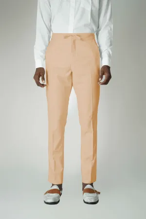 Standard Length Short Sleeve Wool Pants in Beige