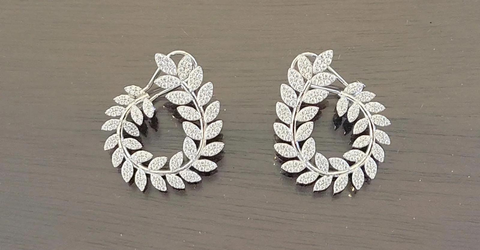 Sterling Silver Olive Wreath CZ Earring