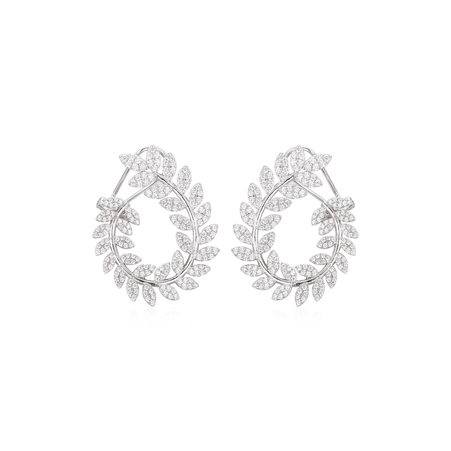 Sterling Silver Olive Wreath CZ Earring