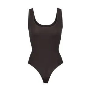 STRETCH RIB SCOOP TANK BODYSUIT | SOOT