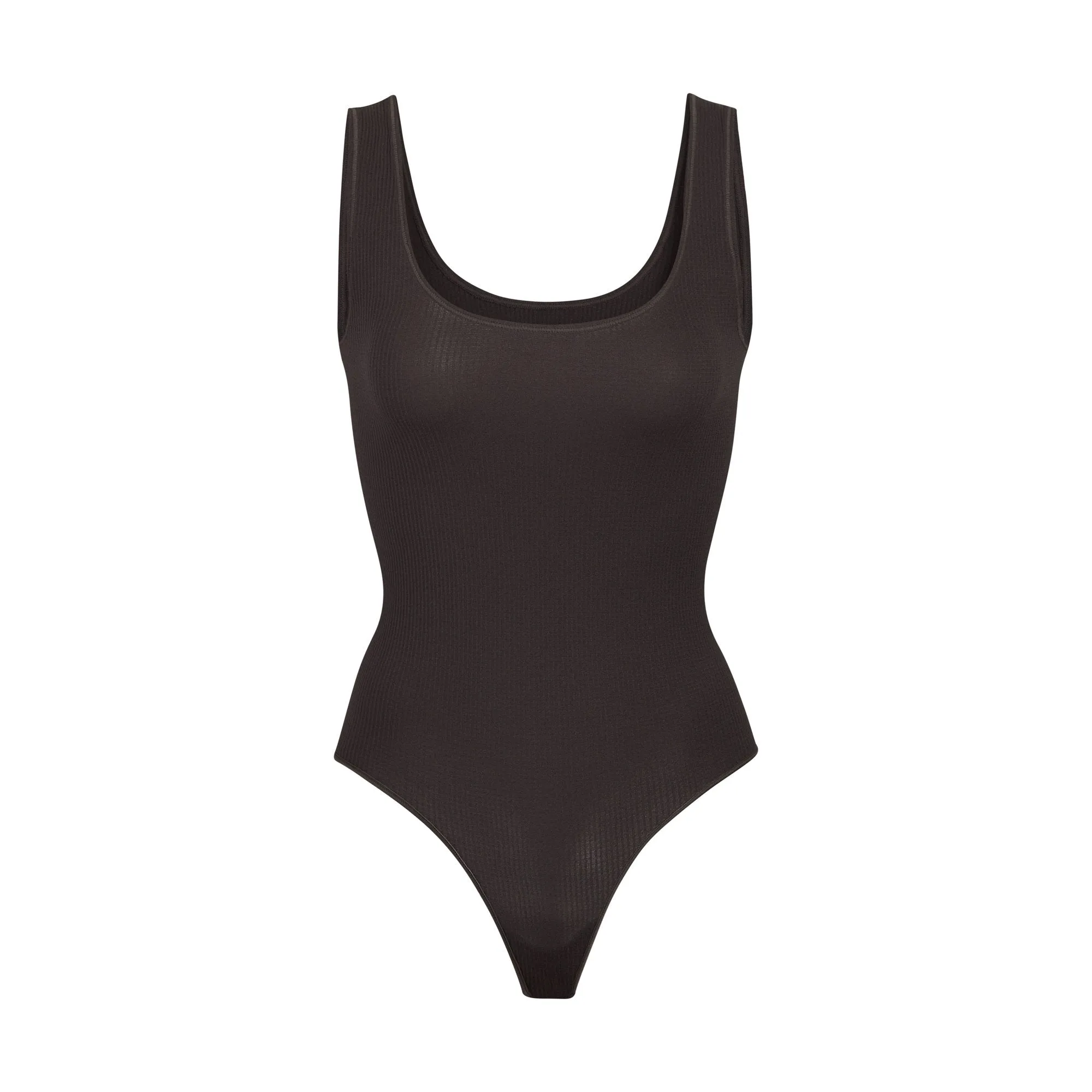 STRETCH RIB SCOOP TANK BODYSUIT | SOOT