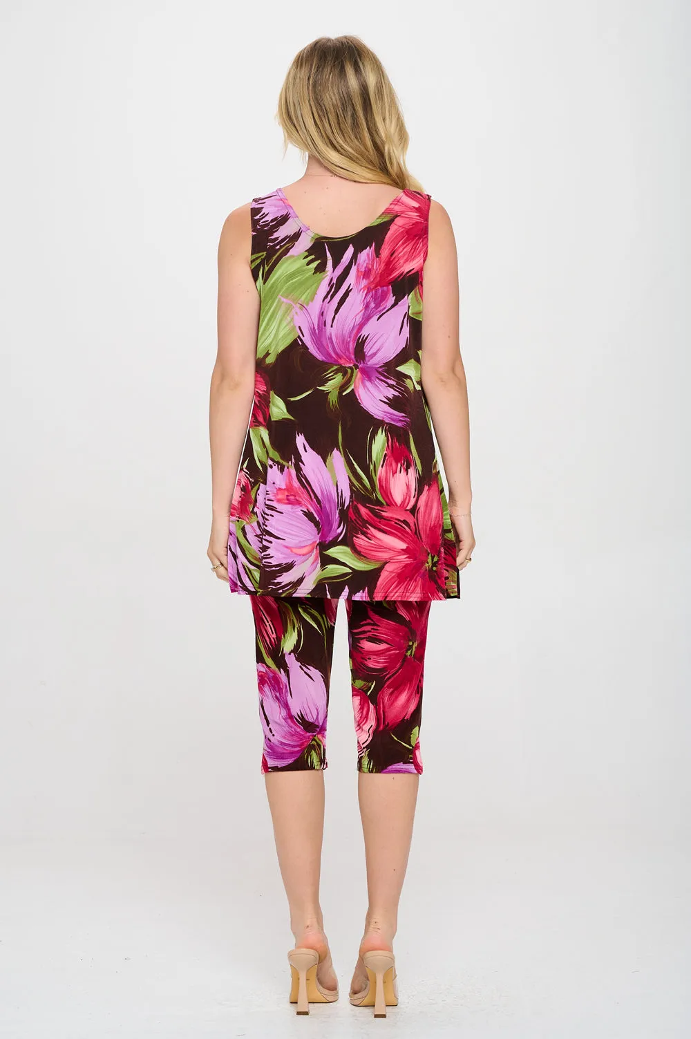 Stretchy Tank Capri Pant Set Print-9002BN-TRP1-W442