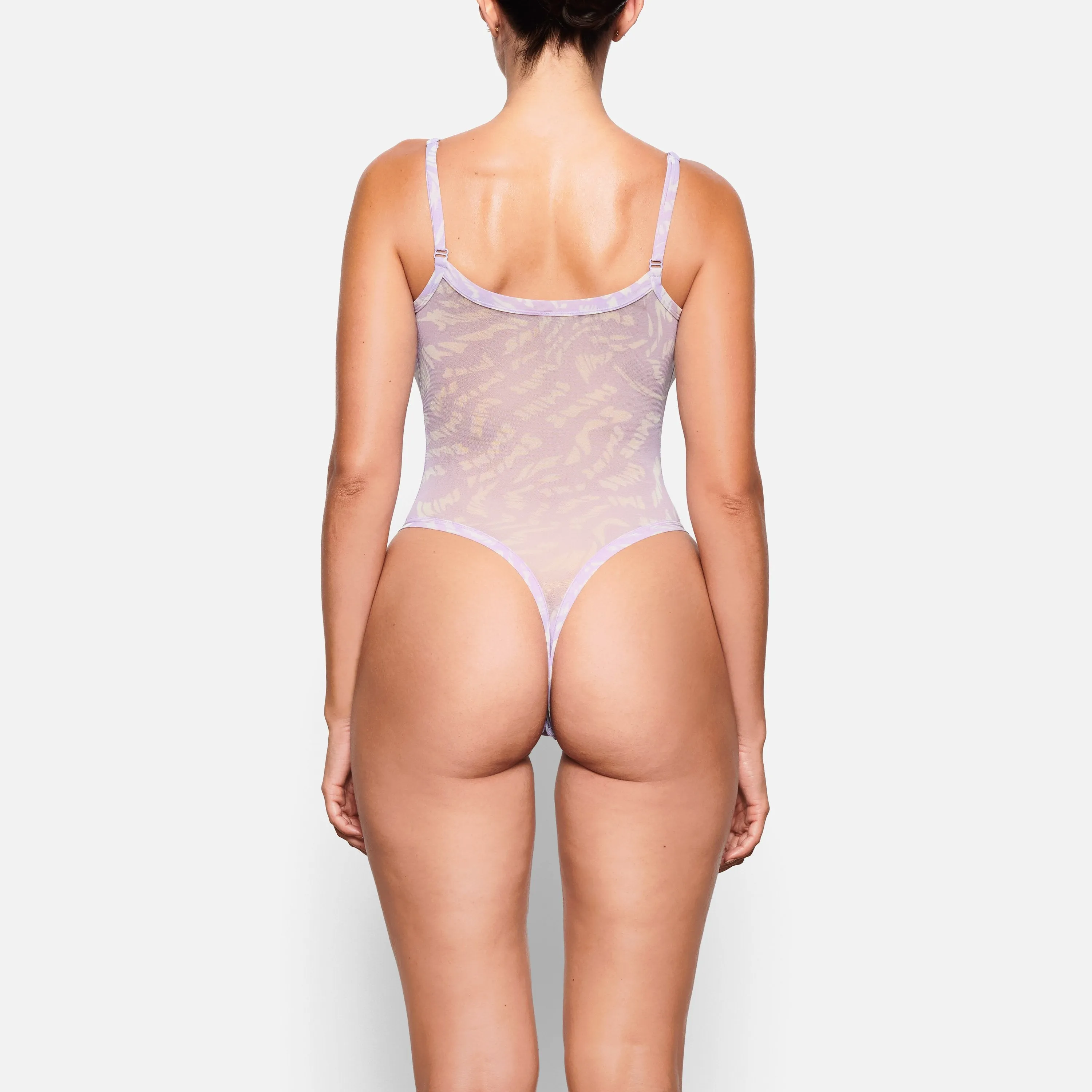 SUMMER MESH STRAPPY BODYSUIT | LILAC SWIRL